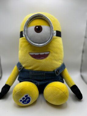 Build-A-Bear Minion Plush Toy With Denim Overalls 14” One-Eyed Yellow Character